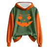 Women's Halloween Print Hoodie Sweatshirt Long Sleeve Pullover with Drawstring