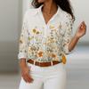 Women's Shirt With Floral Print Buttons, Long Sleeved Casual Regular Shirt Blouses Casual Plus Size Basic Tops