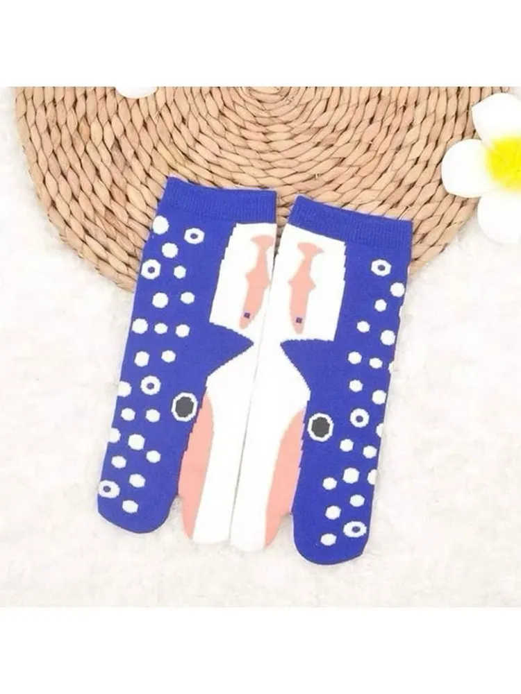 

Милые и необычные носки до середины икры с раздельным пальцем One Size синий