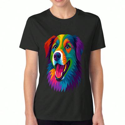 Colorful Dog Portrait Unisex Cotton T Shirt, Premium Cotton Quality Print, Durable And Longlasting, Relaxed And Fashionable, Featuring A Stunning Vibr