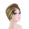 Damer Topphatt Rombus Rhinestones Dekor Plissert Turbanhatt Gullbelagt Pyntet Hatt Elastisk Design Hodeplagg