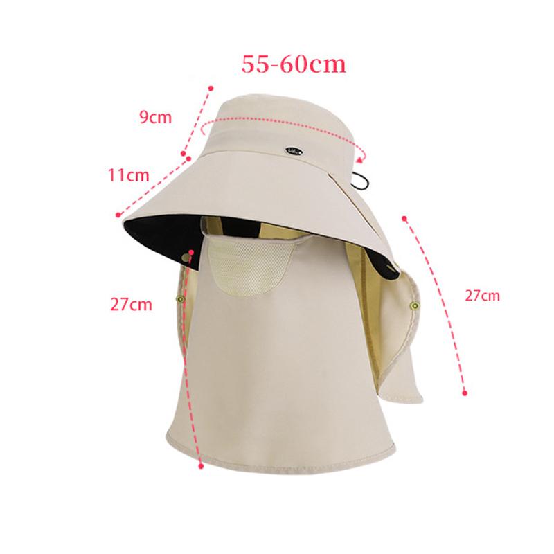 Spring Summer Sun Hat Women's Outdoor Cycling Removable Mask Sunscreen Hat Big Hat Brim Shawl Neck Protection Fisherman Hat