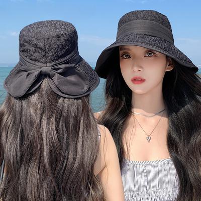 Hat Women's Spring and Autumn Summer Sunshade Sun Hat Fashion Bow Bucket Hat