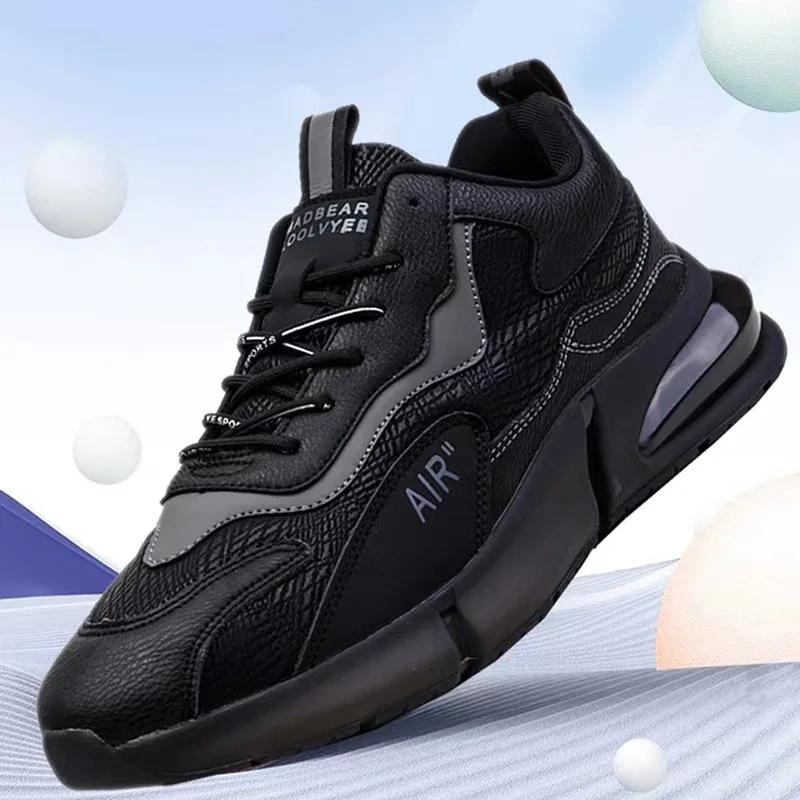 

Leather Men s Shoes Comfortable Platform Sneakers for Men Casual Shoes Non Slip Wear-resistant Men Tennis Shoes Neakers Male 36 чёрный