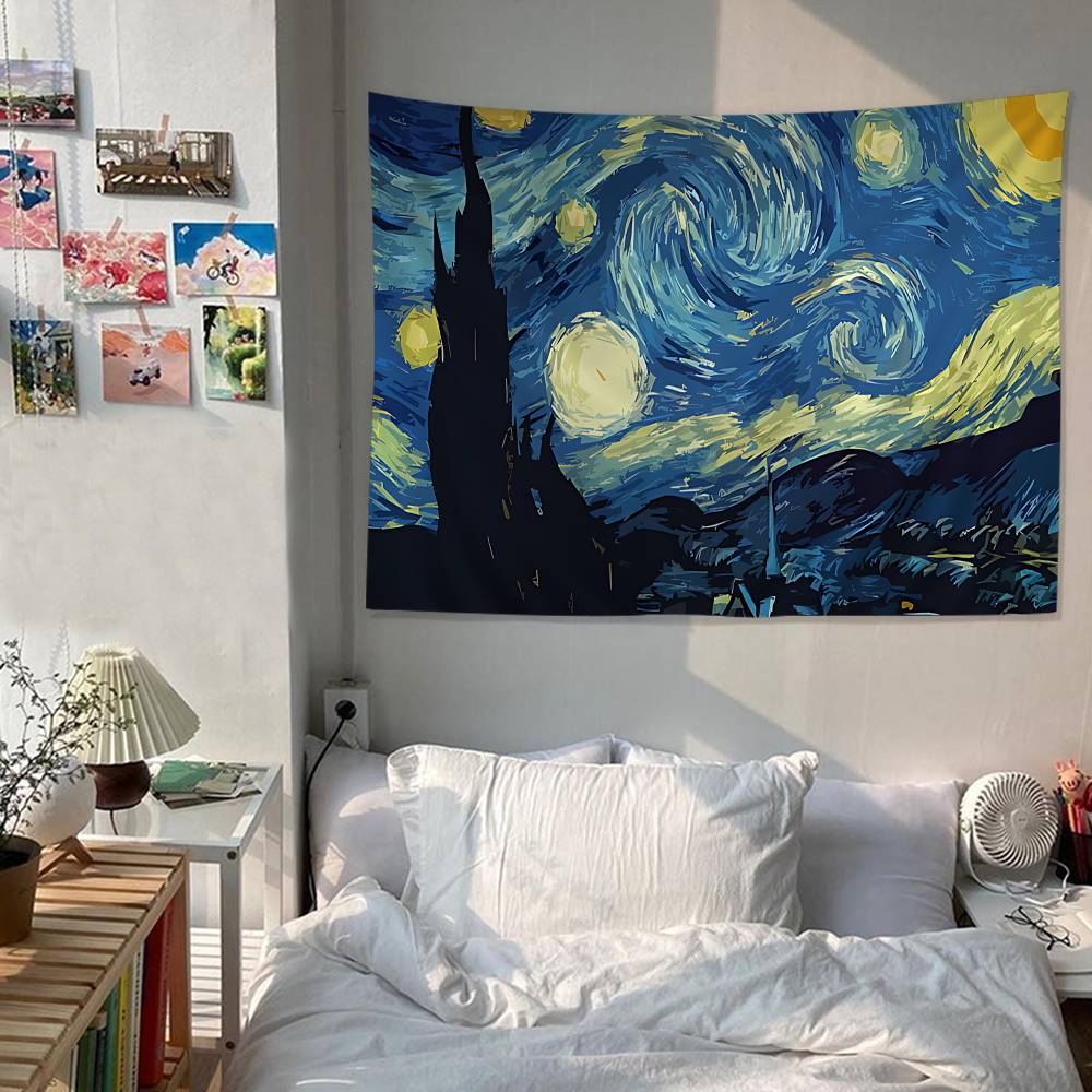 Van Gogh Starry Sky Art Anime Tapestry Hanging Tarot Hippie Wall Rugs Dorm Home Decor