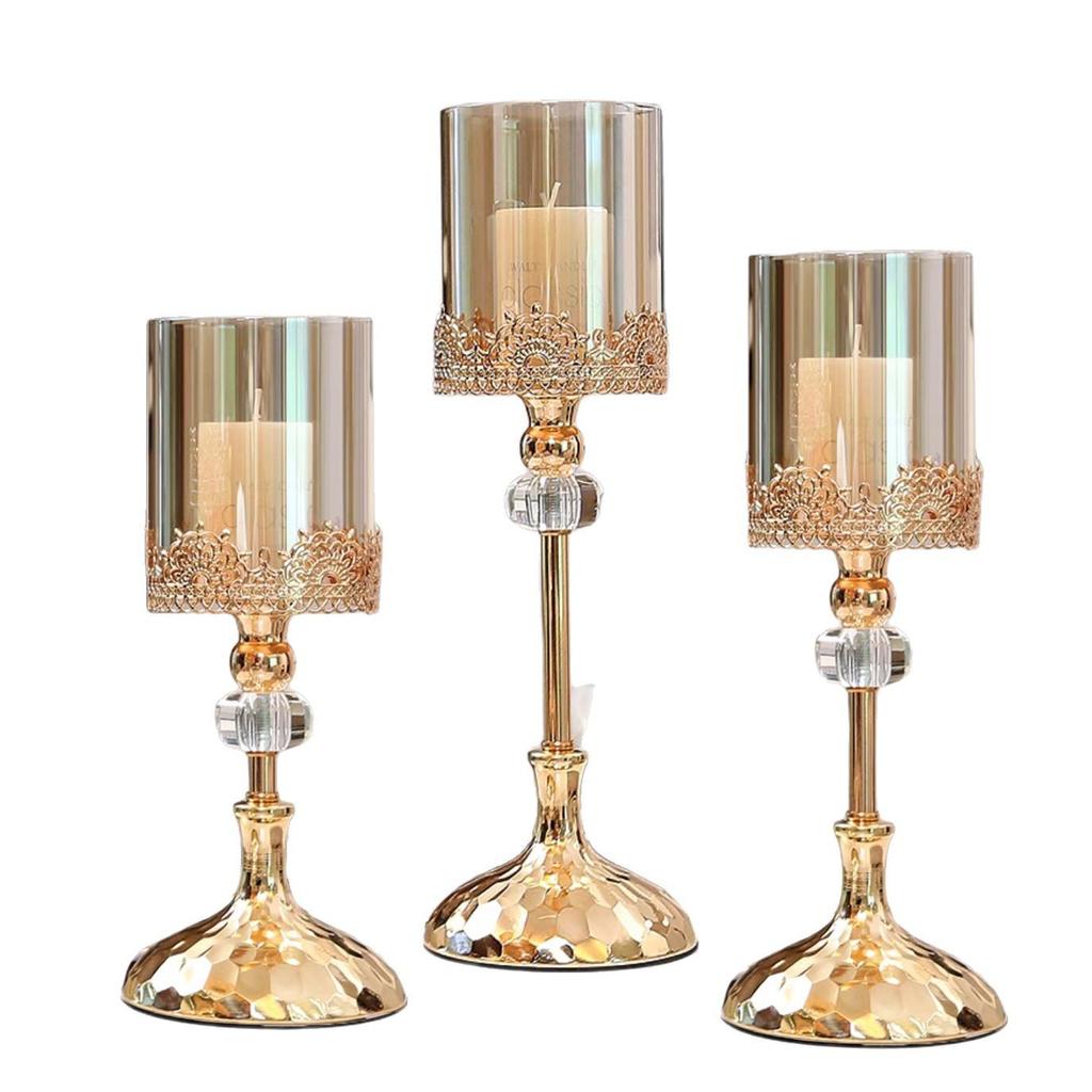 Metallspitze Glas Kerzenständer Ornament Haushalt Wohnzimmer Esstisch Romantisches Kerzenlicht Dinner Kerzendekoration