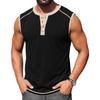 Men Sleeveless Henley Shirt Casual Athletic Tank Top Button Front Muscle Fit Summer Workout Shirt for Outdoor Sports