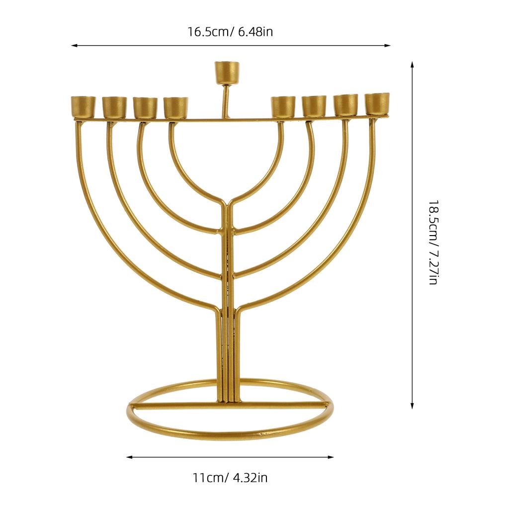 Table Je Candlestick Holder Hanukkah Decoration Menorah Golden Delicate Candelabra Menorah For Desk Cabinet Living Room