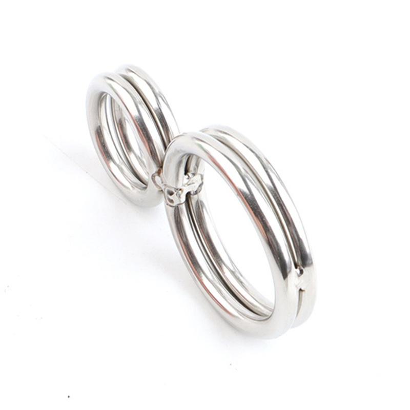 Stainless Steel Penis Cock Rings Testis Restraints Ball Scrotum Stretcher Male Delay Ejaculation Adult Sex Toys for Men Erection