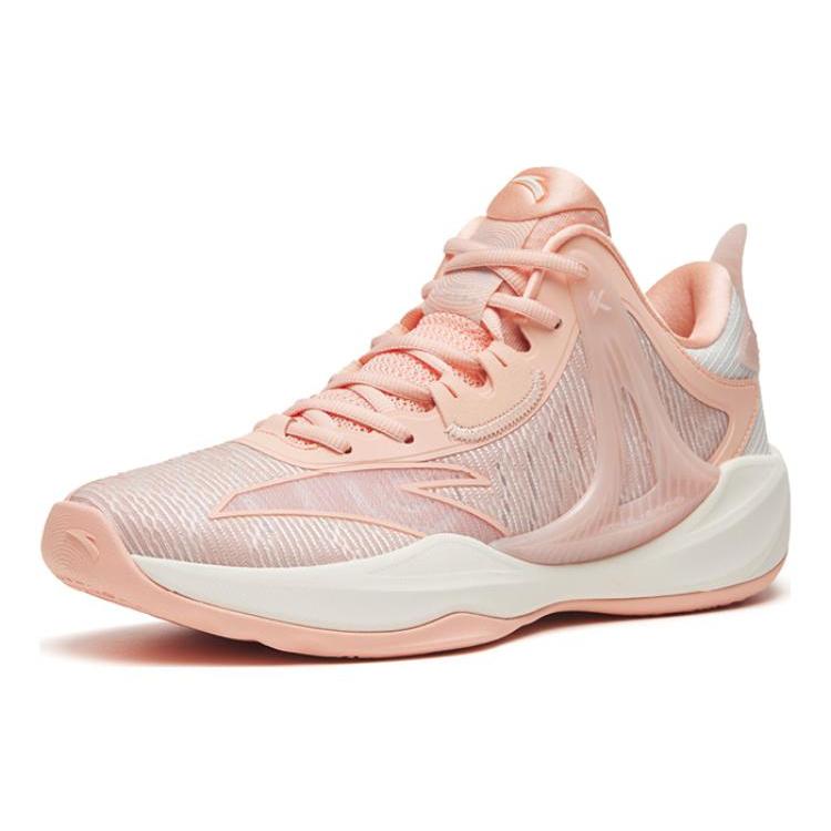 Anta Light Cavalry 8 Slip Resistant Abrasion Resistant Low Top Basketball Shoes Men's Pink White 112321603-4