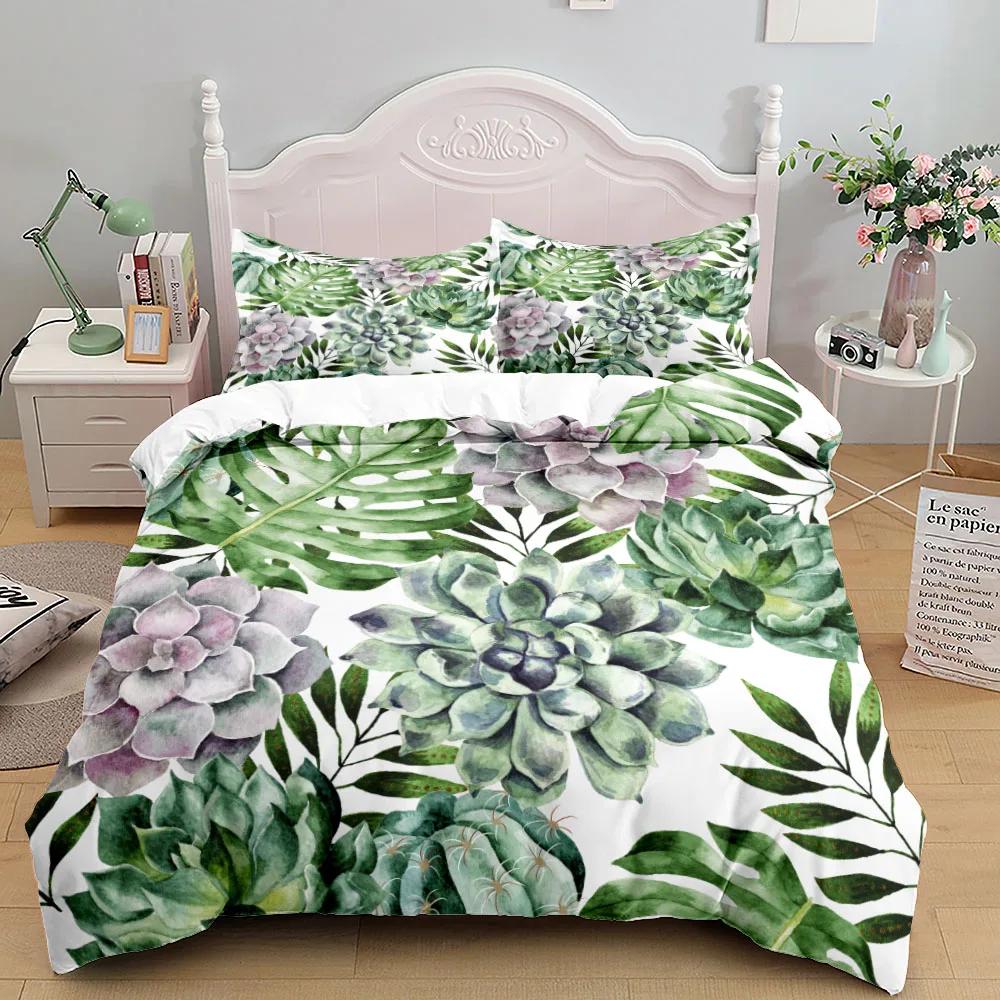 Comforter Tropical Palmtree Leaves Bedding Set King Queen Double Full Twin Single Size Pillow Case Set