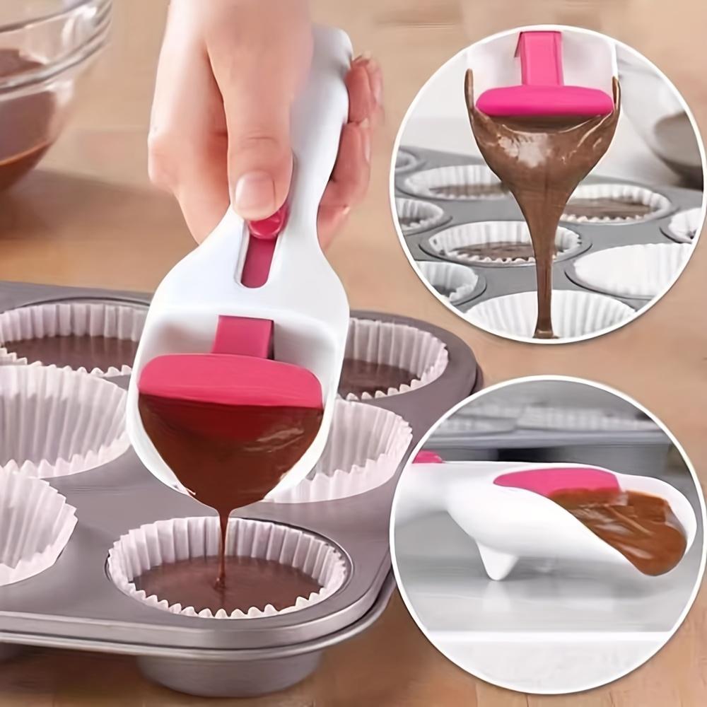 Non-Stick Cake Spoon Push-Pull Mechanism for Cakes Pastries Tarts Brownies Cookies, Easy Clean Baking Tool