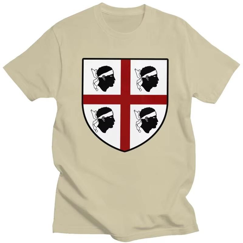 Comfortable season Aangepaste Sardini&euml; Vlag Vier Moren T-shirts Heren Korte Mouw Itali&euml; Sardegna Wapen T-shirts Tee Puur Katoen Slim Fit T-shirt XXXXL