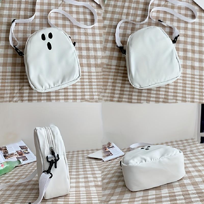 Mini Carto Print Phe Bag, Zipper Crossbody Bag With Cute Bag Charm, Small Shoulder Bag