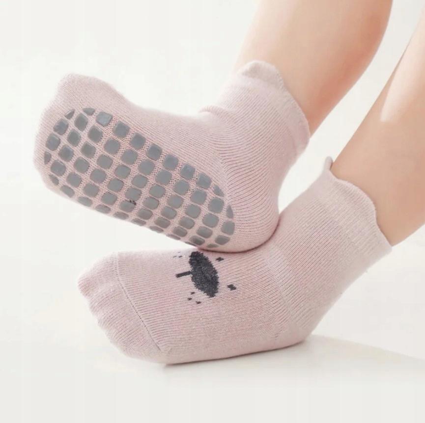 SKARPETKI ANTYPOŚLIZGOWE NIEMOWLĘCE SKARPETKI BAWEŁNIANE 6m+ ZESTAW 5 PAR