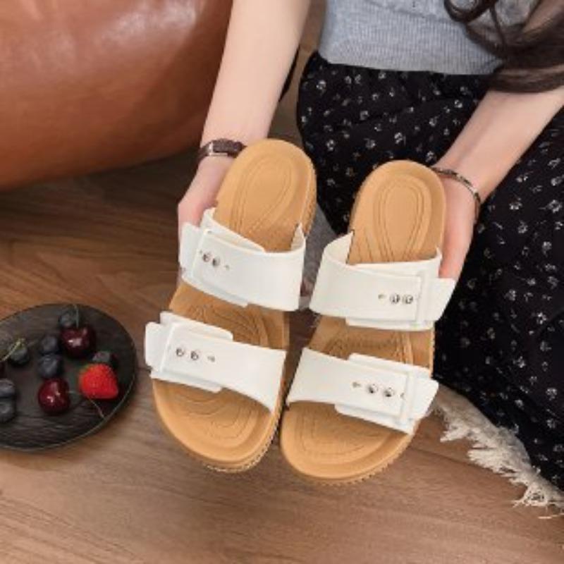 Damen Sandalen mit kühlen, dicken Sohlen in Übergröße, Ein-Schulter-Slipper, Neue rutschfeste Strandschuhe für Damen