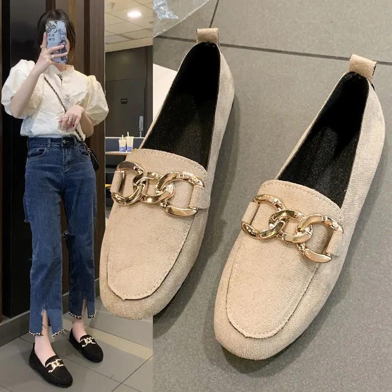 Fashion Black Round Toe Women's Flat Shoes Slip-on Comfortable and Elegant Korean Style Non Luxury Brand Fashionable Y2k Ladies Footwear
