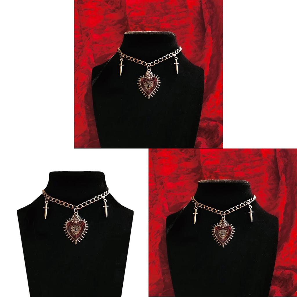 Gothic Hiphop Heart Cross Pendant Necklace For Men And Women
