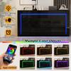 Mobile da soggiorno 140*40*65cm, Cassettiera con 3 cassetti, 2 ante, Mobiletto laterale laccato lucido con striscia luminosa a LED, Credenza con spazio contenitore, Nero