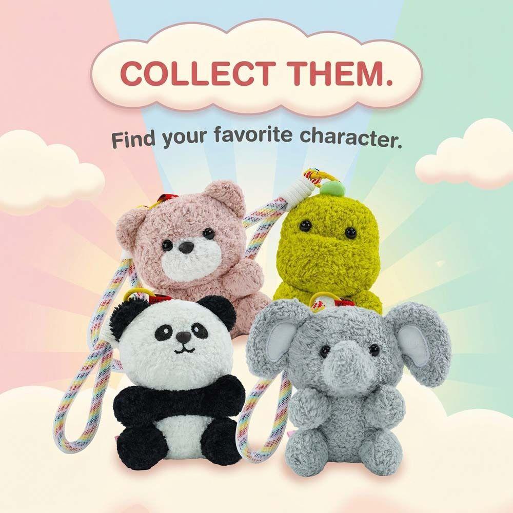 Fluffy Soft Elephant Plush Doll Metal Ring Panda Plush Key Ring Dinosaur Plush Pendant Handbag