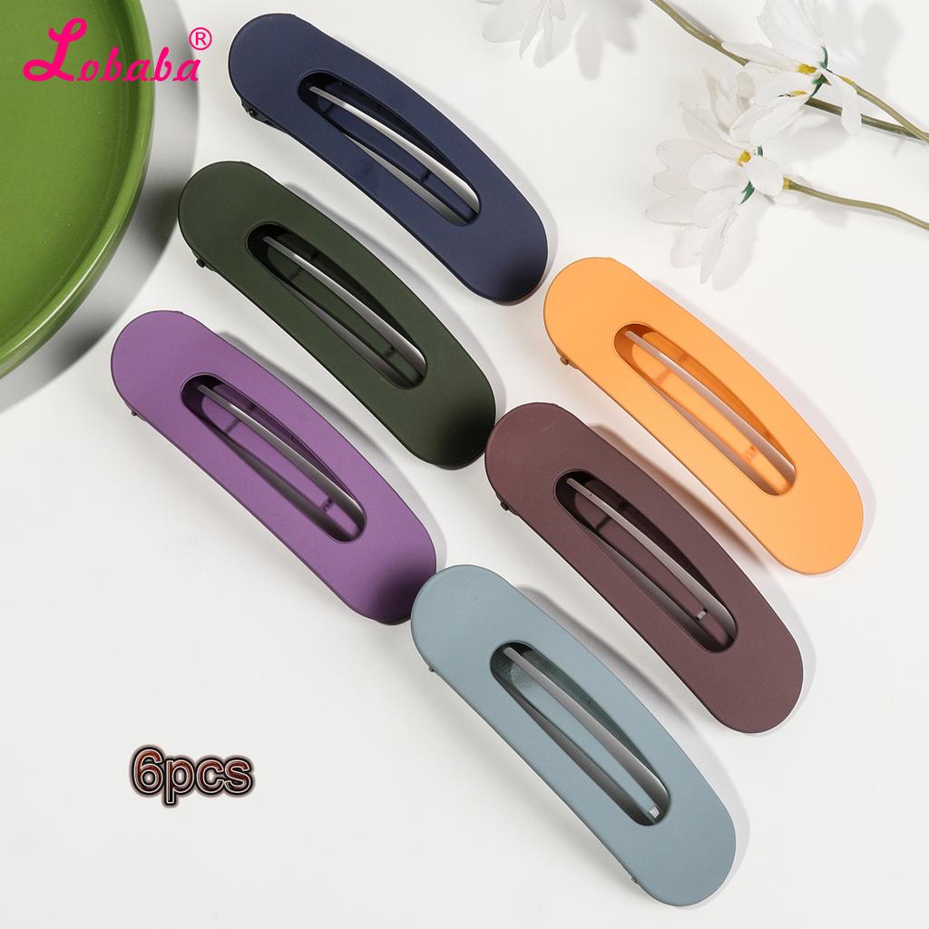 6 PCS Flat Hair Clips for Women, Thick and Small Sizes, Perfect for Thin or Thick Hair, Matte Cute Banana Clips,Neutral Color