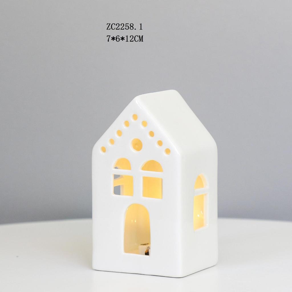 Nordic Style Ceramic Christmas LED Light Ornament for Home Décor