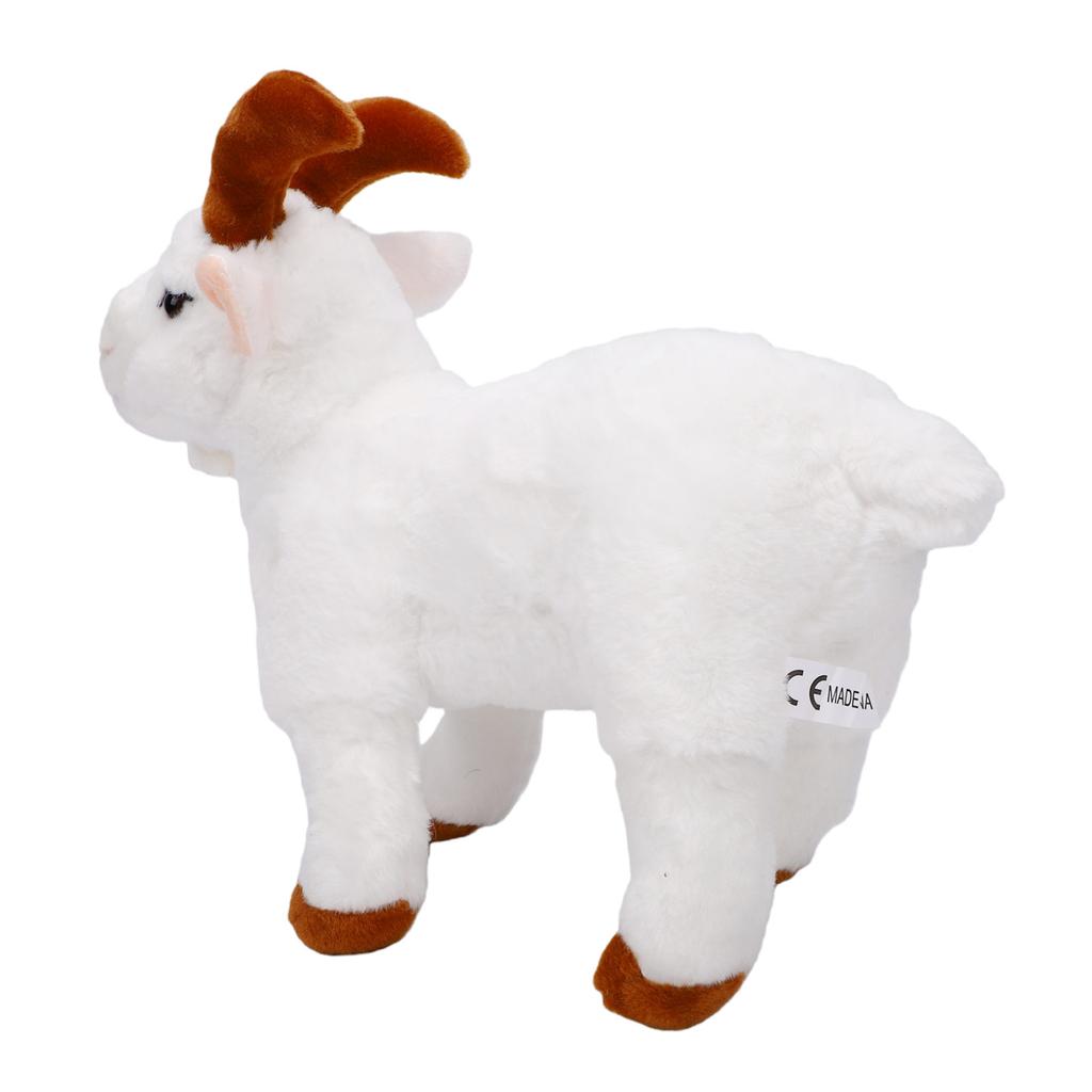 Goat Plush Toy Soft Adorable Realistic Goat Stuffed Animal for Birthday Present Home Ornament White