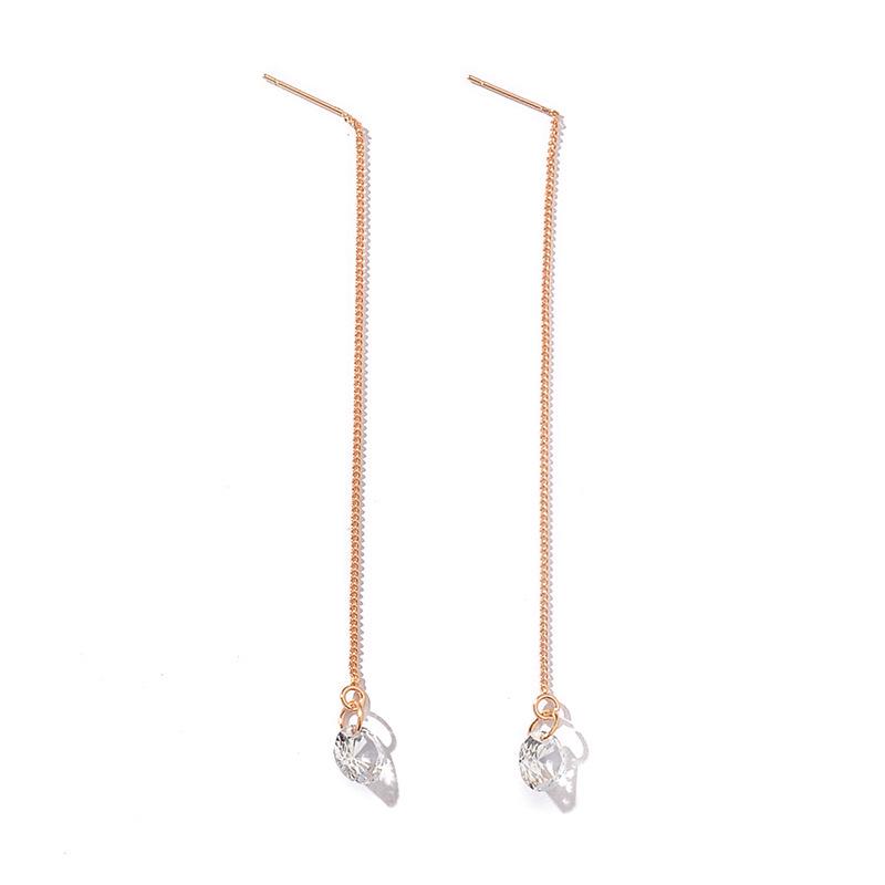 Boucles d'oreilles asymétriques coréennes et japonaises à pampilles de zircon en forme de goutte d'eau pour femmes