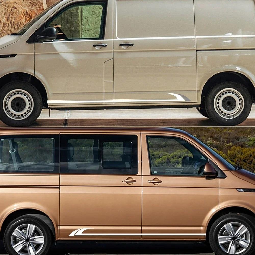 Car Side Stripes Sticker Camper Van Both Sides Decor Vinyl Decals For VW Transporter T4 T5 T6 Auto Body Decoration Accessories