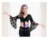 Belly Dance Lace Top with Flared Sleeves and Tassels for Performances