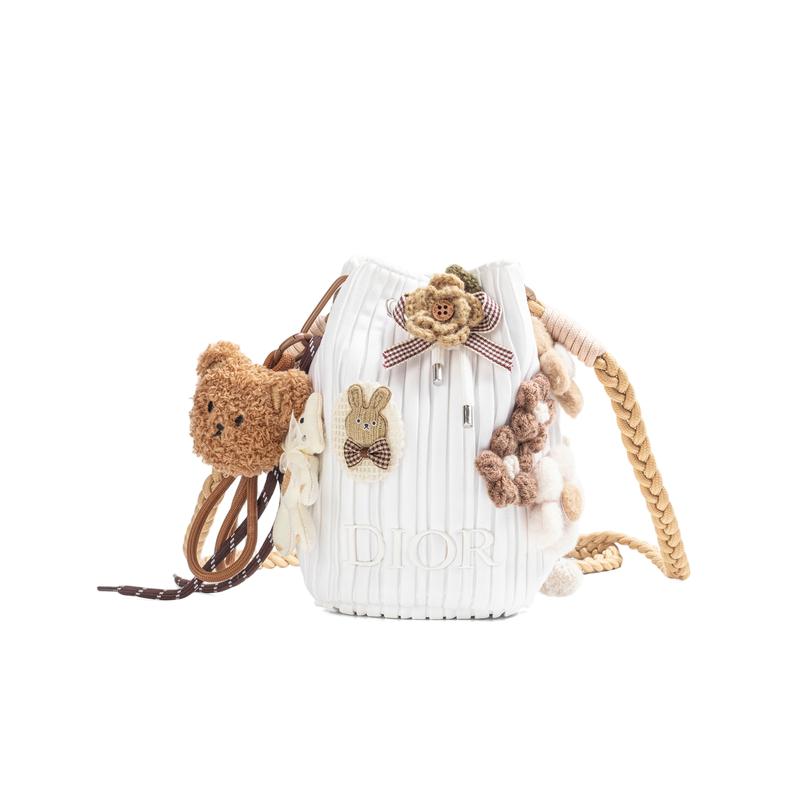 DIOR DIY Style Cosmetic Bag Rabbit Caramel, Jinghe, Plush Rabbit Decoration, Soft Cute Healing, Cute, Cool French Style, Small White Bag, белый