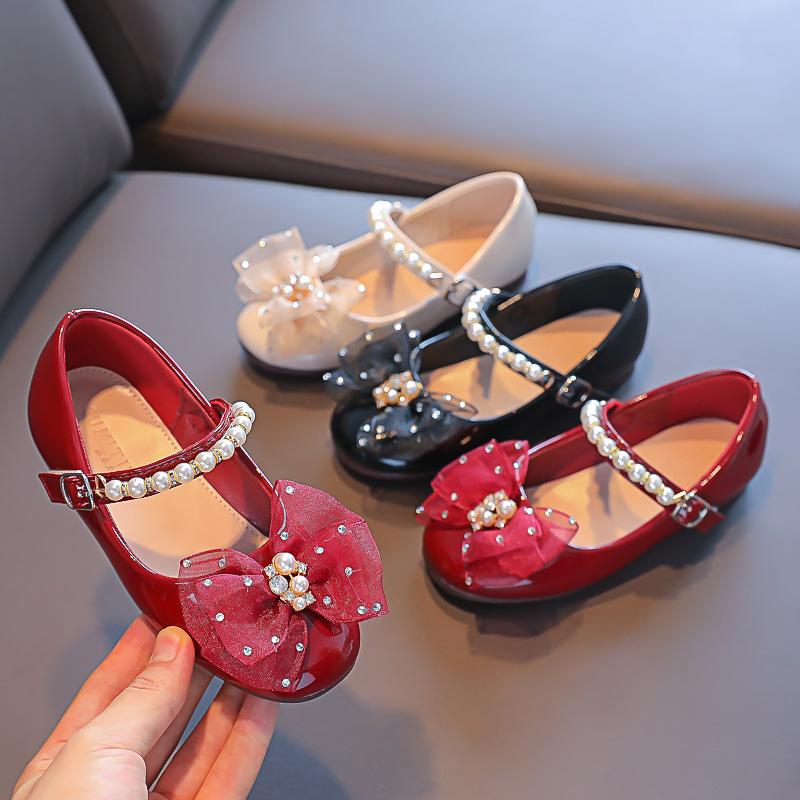 Buy Girls' Princess Shoes Spring and Autumn Children's Soft Soled Red Leather Shoes Girls' Baby