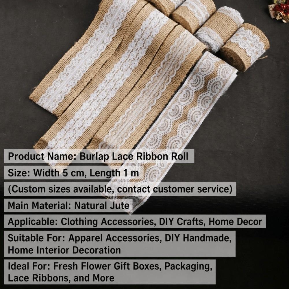 Rustic Style Burlap Rolls With Lace Natural Jute Jute Ribbon Vintage Style Sisal Lace Trim Burlap Ribbon Wedding Decoration