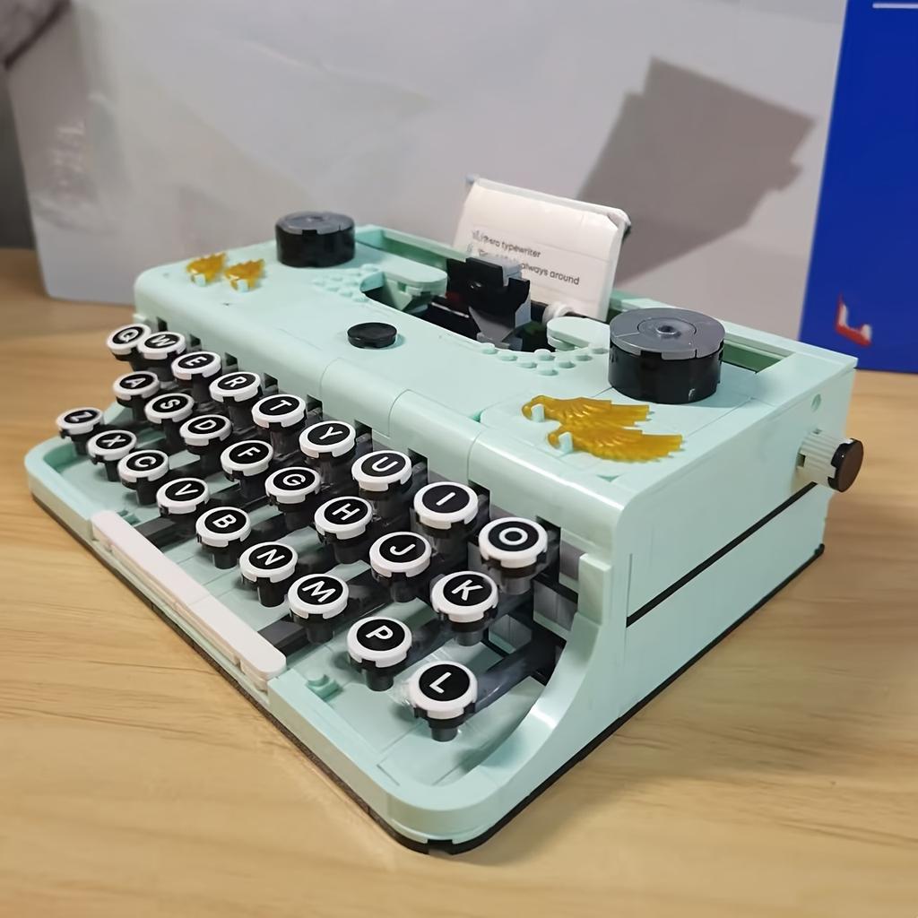Vintage Collectible Typewriter Building Block Model - Classic Printer Design Desktop Decoration And Home Study Ornament Christmas Valentine'S Day