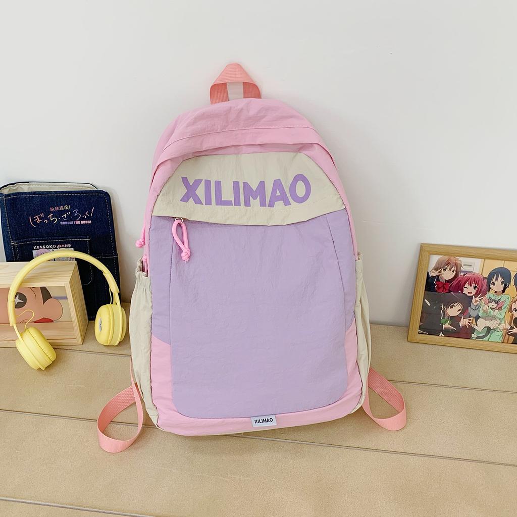 Schoolbag Korean version of large-capacity backpack, new ins style schoolbag, color matching for junior high school students, high-value travel 