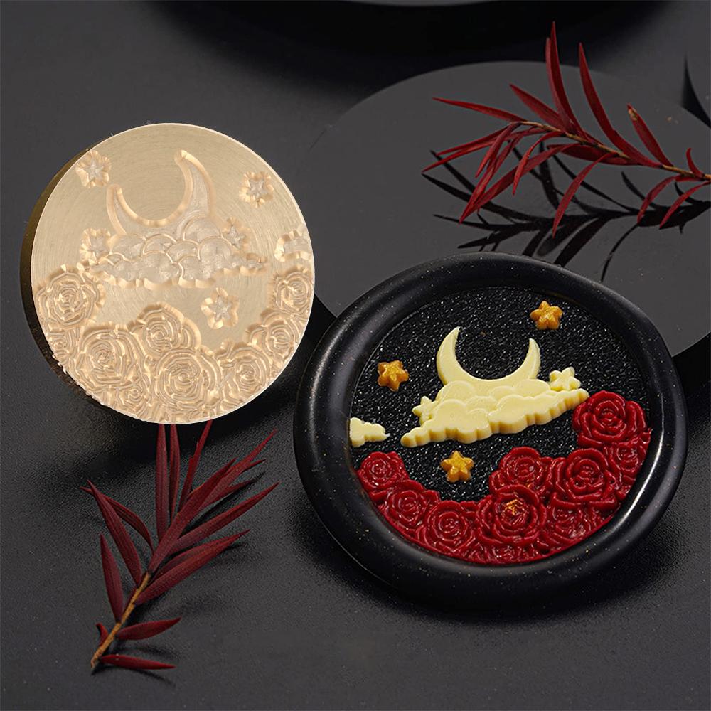 Moon Series Wax Seal Stamp Moon Phase Snake Triple Moon Replaceable Sealing Wax Stamp 25mm Brass Head for Halloween Invitations