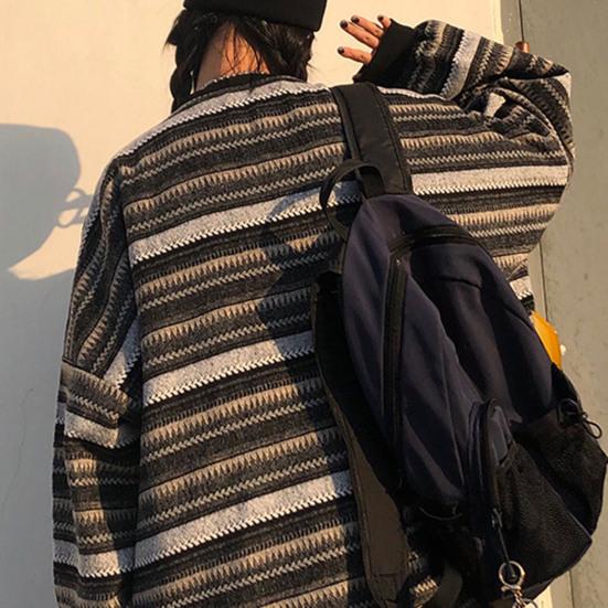 Dámský svetr Pruhovaný Vintage styl Ležérní Nadměrný Podzimní svetr pro každodenní nošení