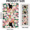 Black Cat Floral Kitchen Towels - Set of 2 Flower Cat Dish Towel for Kitchen Drying, Soft Absorbent Cute Dish Towels Cats Spring, Black Cats Flower