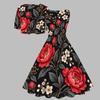 Women Plus Size Two Piece Set Floral Leaf Printed Square Neck Sleeveless Tie Waist Flared Dress With Short Sleeve Cropped Shrug