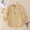 ZANZEA Women Casual V-Neck 3/4 Sleeve Loose Embroidery Blouse