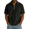 Men's Summer Solid Color Zipper Pocket Lapel Loose Short Sleeve Top