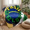 Brazil Football Printed Flannel Blanket Skin Friendly Warm Decorative Throw for Indoor Couch Bed Daily Use