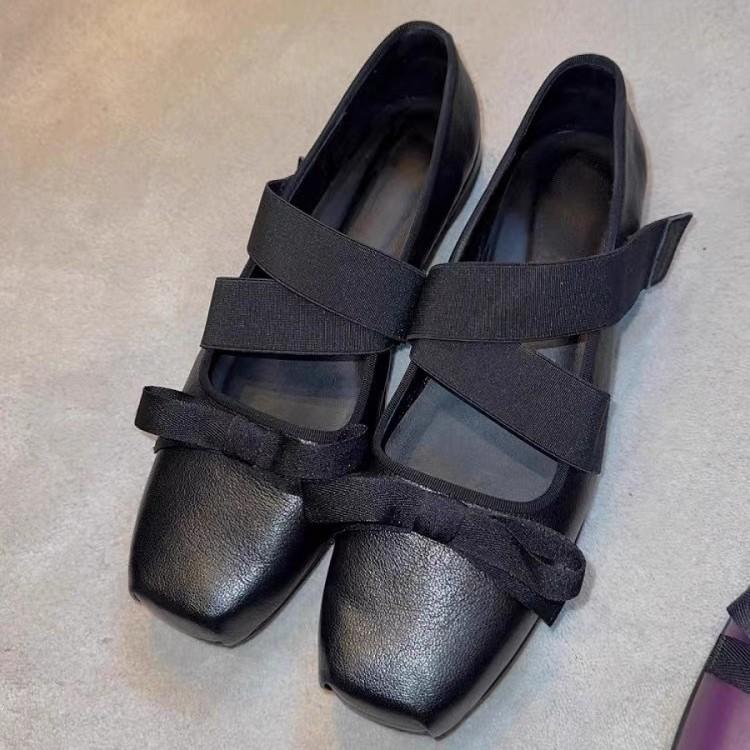 Spot second hair! Retro ballet bow Mary Jane single shoes silver platform small leather shoes ballet shoes ladyshoes