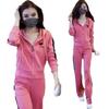 Damski wiosenny zestaw dwuczęściowy bluza z kapturem i spodnie z szerokimi nogawkami do biegania