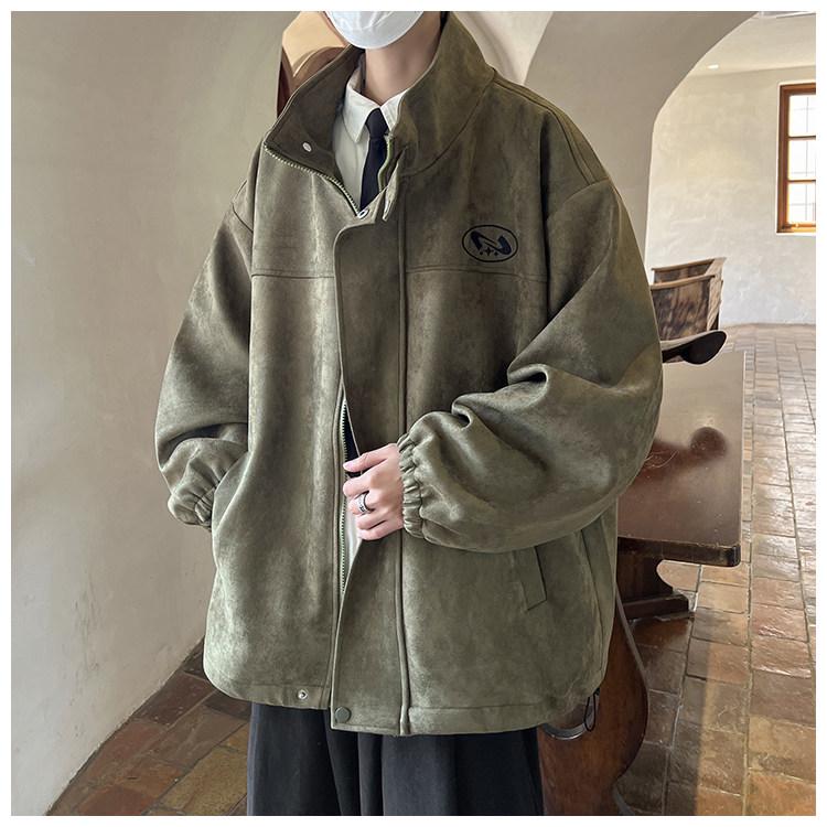 Men's Retro Heavyweight Suede Stand-up Collar Winter Jacket - Casual, Versatile, Trendy Outerwear