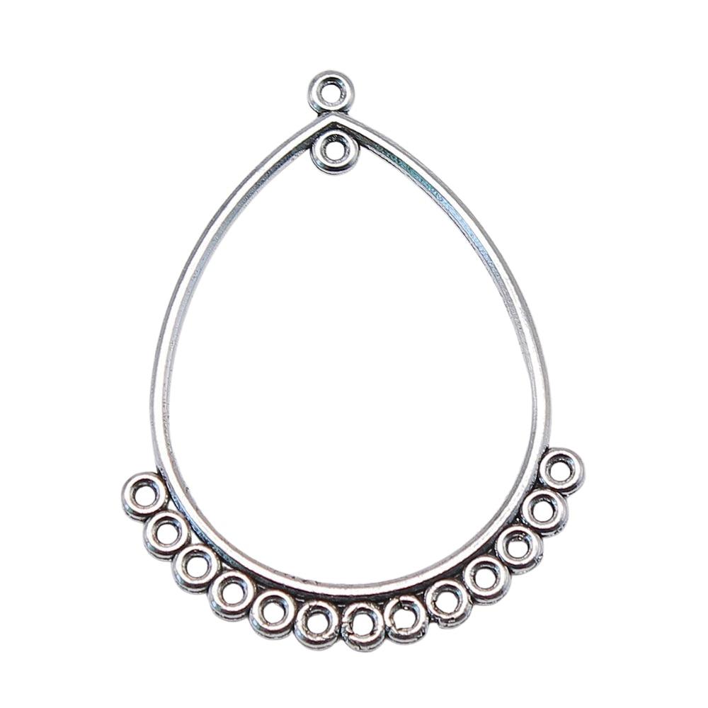 

4 шт., пористые серьги, разъем для ювелирных изделий, аксессуары, античное серебро, цвет цинкового сплава, 47X35 мм