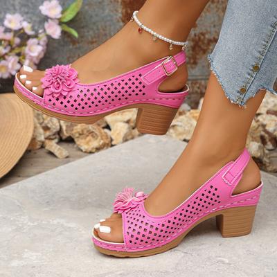 Fashion Women's Summer Sandals 2025 Classic Retro Single Shoes Comfortable High-Heeled Shoes Large Size Breathable Anti-Slip Lightweight