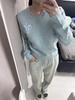 In-Stock MARDI Spring V-Neck Satin Black Heart Casual Sweater for Women