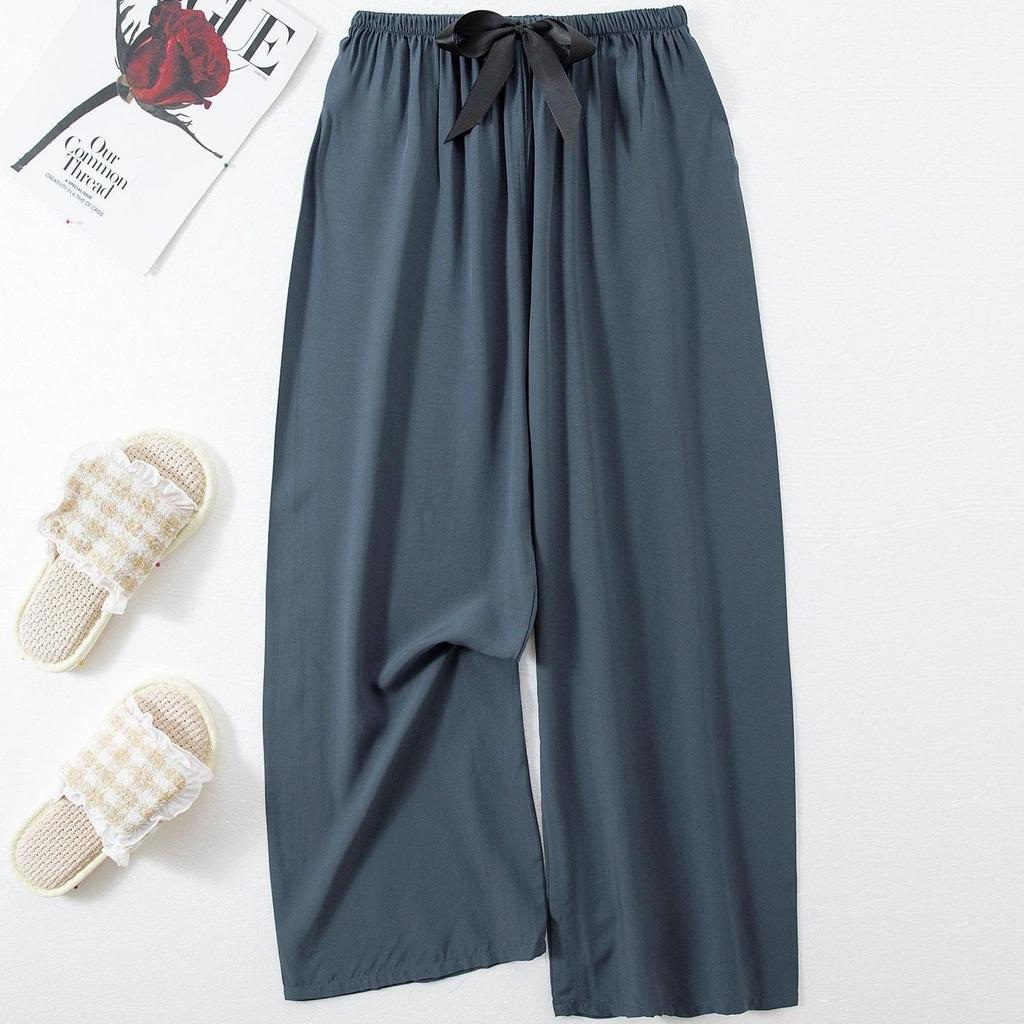 Women's Floral Cotton Silk Pajama Pants, Mosquito Repellent, Outdoor & Home Wear, Plus Size, Lightweight Summer Style.