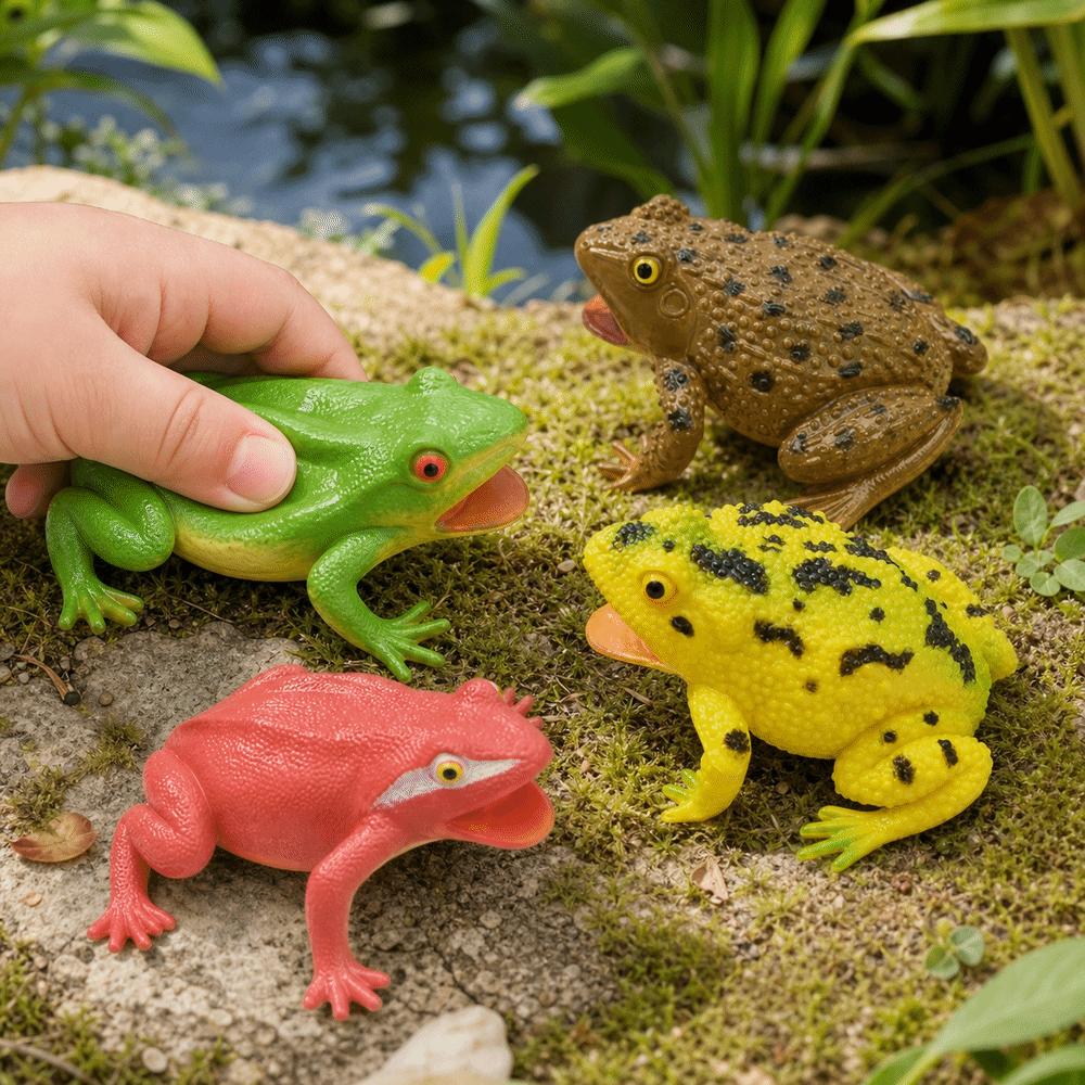 Realistic Texture Frog Squeak Toy Lifelike Appearance Toad Figurine Animal Collections